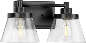 Progress Lighting Hinton Collection 15.5 in. 2-Light Matte Black Vanity Light - Picture 1 of 5