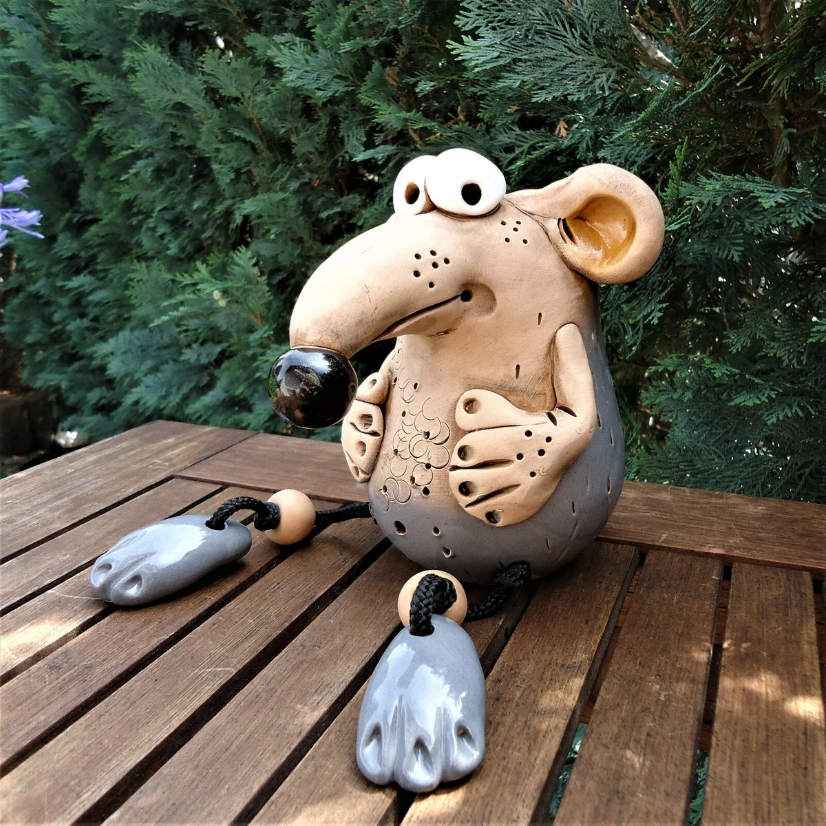 Steinguss Figur – Maus Mit Schubkarre – Frostfest & Wetterbeständig – Garten Deko