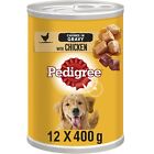 12 x 400g Pedigree Adult Wet Dog Food Tins Chicken in Gravy Dog Can