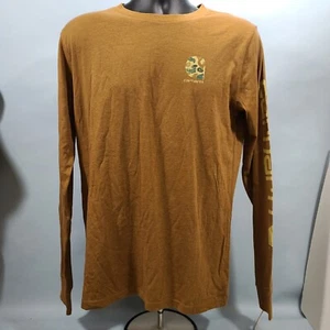 Carhartt Boys' Knit Long Sleeve Crewneck T-Shirt Brown With Camo Logo NWT - Picture 1 of 5