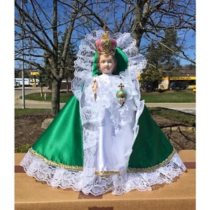 Infant of Prague Vestment Gown for IOP Statue Dress Baby Jesus 17” GREEN READ - Picture 1 of 1