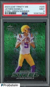 2023 Leaf Trinity MB Steel Green Shimmer #S45 Jayden Daniels RC Rookie 4/5 PSA 9 - Picture 1 of 2