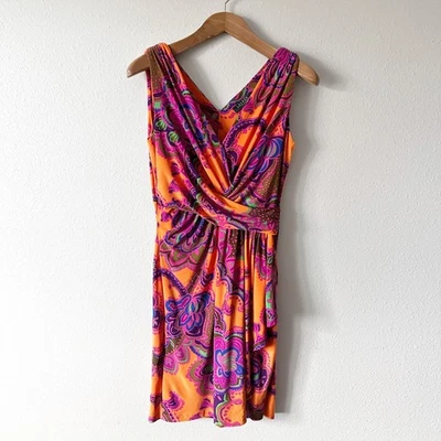 Lauren Ralph Lauren 70s Paisley V Neck Sleeveless Sheath Dress Women's Size 12 - Image 1 of 4