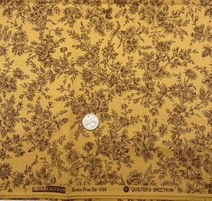 QUILTER'S SPECTRUM #4158 by Robert Kaufman Gold Floral Cotton Fabric 1 yd - Picture 1 of 1