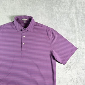 Peter Millar Performance Polo Shirt Men's Medium Purple Pink Stripe Golf Casual - Picture 1 of 9