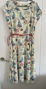 M & CO NAUTICAL BOAT YACHT DRESS FIT AND FLARE SIZE 16 BNWOT SUMMER BARGAIN - Picture 1 of 6