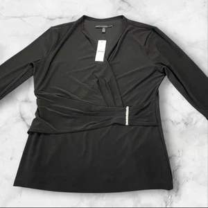 White House Black Market 3/4 Sleeve Top Women's Medium Black MSRP: $69 - Picture 1 of 18