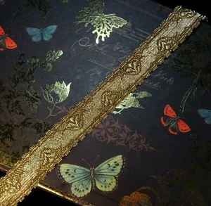 Antique Gold Metallic braid lace tape trim brocade metal threads passementerie - Picture 1 of 8