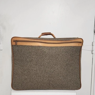 Vintage Hartmann 26” Tweed & Belting Leather Suitcase Luggage  Superb - Image 1 of 4