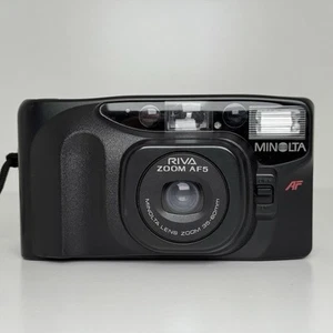 Minolta Riva Zoom AF5 Compact Vintage Black 35mm Film Camera TESTED & WORKING! - Picture 1 of 17