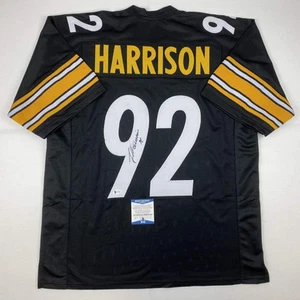 Autographed/Signed JAMES HARRISON Pittsburgh Black Football Jersey Beckett COA - Picture 1 of 4