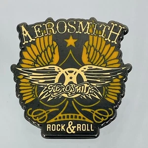 Vintage Aerosmith Rock & Roll Collector Pin Gold Tone Enamel - Picture 1 of 1