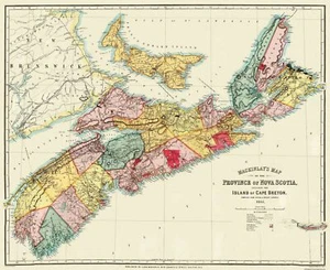 Mappa storica - Capo Breton Nuova Scozia - Mackinlay 1865 - 28,13 x 23 - Foto 1 di 20