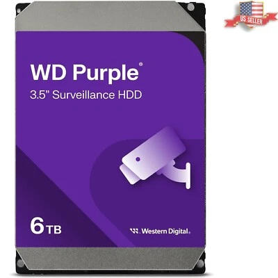 Disco duro de vigilancia WD púrpura de 6 TB - 128 MB de caché y rendimiento SATA 6 Gb/s Foto 1 de 3