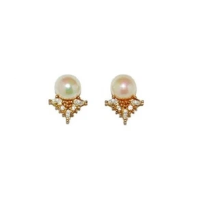 Christian Dior Art Deco Style Pearl and Crystal Floral Pierced Earrings - Picture 1 of 3