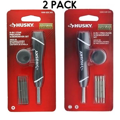 New Husky 8-in-1 Precision Screwdriver Set of 2 packs Torx & Phillips/Slotted - Image 1 of 4