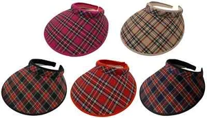 Cappello donna moda visiera tesa larga sole protezione UV plaid motivo check cover - Foto 1 di 6