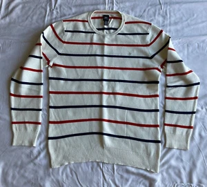 Dockers Stripped Crew Neck Sweater Men's Large Cotton+Cashmere+Wool Blend - Picture 1 of 7