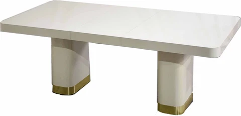 1990s Modern Formica and Brass Pedestal Base Cream Dining Table by Contemporary Cover