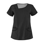 Women Short Sleeve Vneck Tops Working Nusing Uniform Scrub Medical Blouse Shirt