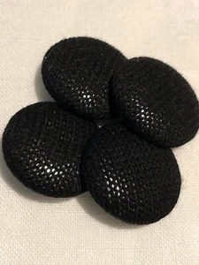 Lot Of Black Fabric Tin Backed Shank Buttons X 4 - Picture 1 of 12