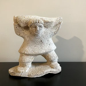 Vintage Inuit Pumice Stone Carving Eskimo Figure Alaska 9" - Picture 1 of 17