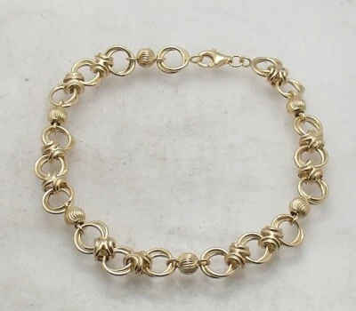 Brazalete Technibond Circle Rolo Moon Cut de 8" Chapado en Oro Amarillo 14K Plata 925 Foto 1 de 4