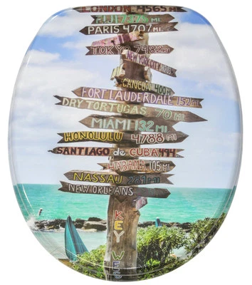 SANILO WC SITZ TOILETTENDECKEL KLODECKEL BRILLE KLOBRILLE MIT ABSENKAUTOMATIK KEY WEST