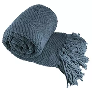 Knitted Tweed Throw Couch Cover Blanket, 50 x 60, Blue Wing Teal - Picture 1 of 7