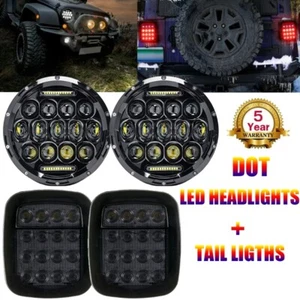Faros LED de 7" pulgadas + combo de luces traseras de humo para Jeep Wrangler TJ YJ CJ5 CJ7 - Imagen 1 de 12