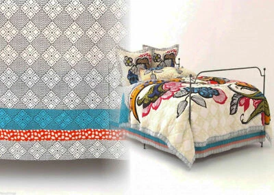 Falda Cama Doble Anthropologie Laelia Algodón Voile Bohemio Gris Azul Naranja Estampado Foto 1 de 4