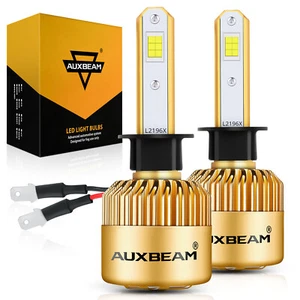 AUXBEAM H1 LED Headlight Hi/Low Beam Bulb 6500K 10000LM Bright White Free Return - Picture 1 of 12