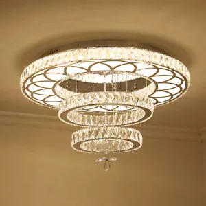 Ceiling Light Crystal LED Pendant Lamp Lighting Chandelier Bedroom+RC Fixture US - Picture 1 of 24