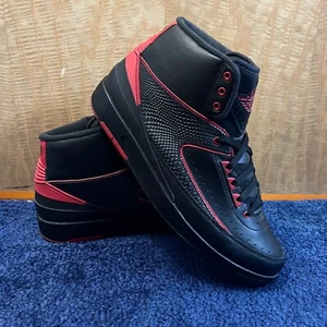 Air Jordan 2 Alternate 87 Black Red Retro Trainers Size UK 9.5 - Picture 1 of 5
