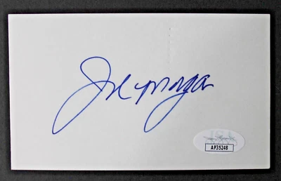Joe Morgan (d.2020) Cincinnati Reds HOF Autographed Signed 3x5 Index Card JSA  - Image 1 of 3
