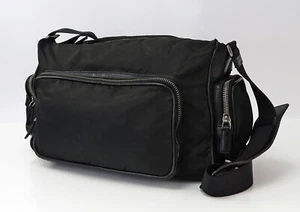 Auténtico Bolso Bandolera Mensajero PRADA Negro Nylon y Cuero #59307 - Imagen 1 de 21