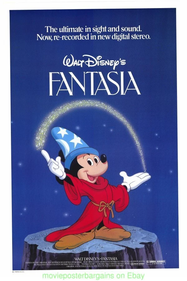 FANTASIA MOVIE POSTER 27x41 Original RARE Rolled R1983 WALT DISNEY ANIMATION - Image 1 of 1
