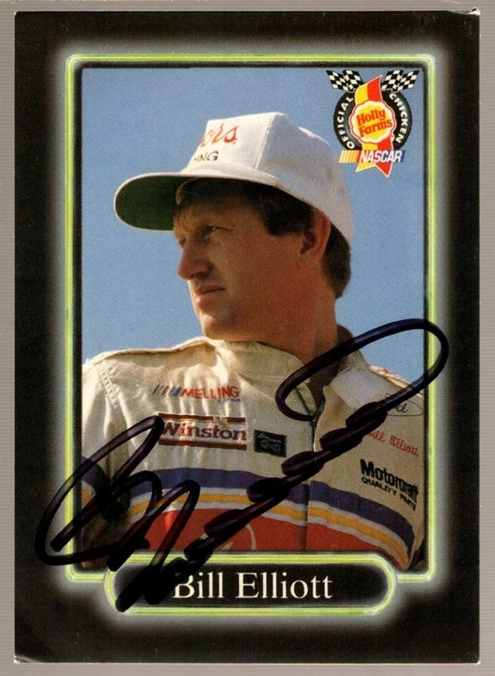 BILL ELLIOTT NASCAR ON CARD AUTO #HF2 SP 1990 HOLLY FARMS NASCAR AUTOGRAPH W/COA - Image 1 of 1