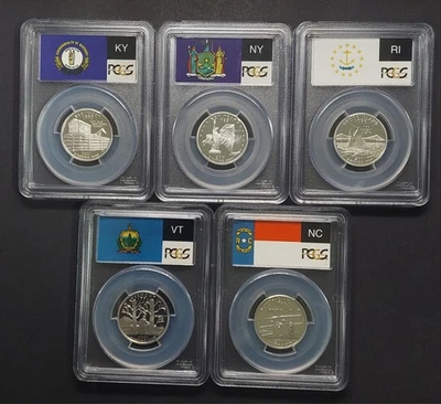 2001 S Complete Flag Set of proof State Quarters (5 coins) Silver -PCGS PR69DCAM - Image 1 of 2