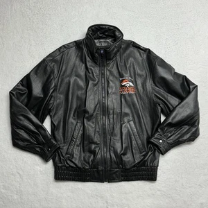 Vintage NFL Denver Broncos Super Bowl XXXIII Leather Jacket Size LARGE - Picture 1 of 8