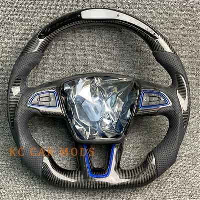 Volante LED de cuero de fibra de carbono negro personalizado para Ford Focus 2015-2018 Foto 1 de 4