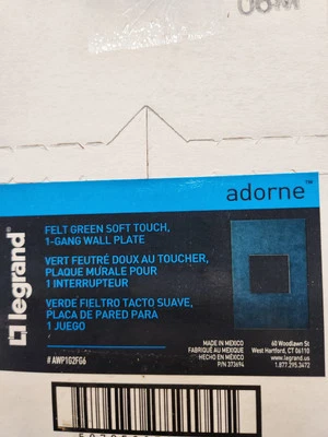 6 Pack Legrand Adorne Felt Green Soft Touch 1-Gang Wall Plate New