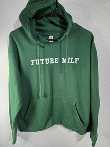 Future MILF Sweater Womens Size Medium Green Drawstring Hoodie Designer Top - Picture 1 of 12