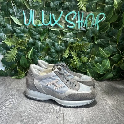 Zapatillas bajas HOGAN para mujer 7,5 grises gruesas de gamuza de cuero Foto 1 de 4