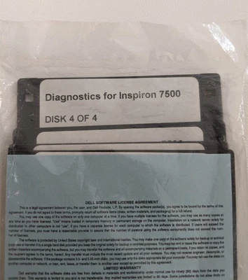 DELL 00221U Diagnostics Inspiron 7500 Floppy disk set 4 floppies Sealed Kit NIP - Image 1 of 4