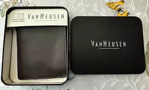 Nuevo Van Heusen Para Hombre Billetera Plegable Paso Estuche Marrón Caja de lata cuero genuino - Imagen 1 de 5