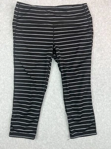 Athleta Leggings Women's Large Black Striped Chaturanga Athletic Sporty Capri - Picture 1 of 10
