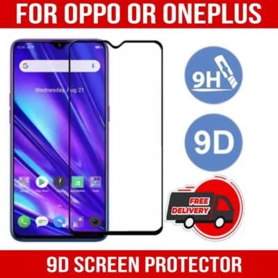FOR OPPO A15/55 ONEPLUS 7T SCREEN PROTECTOR 9D FULL COVER GORILLA TEMPERED GLASS - Image 1 of 4
