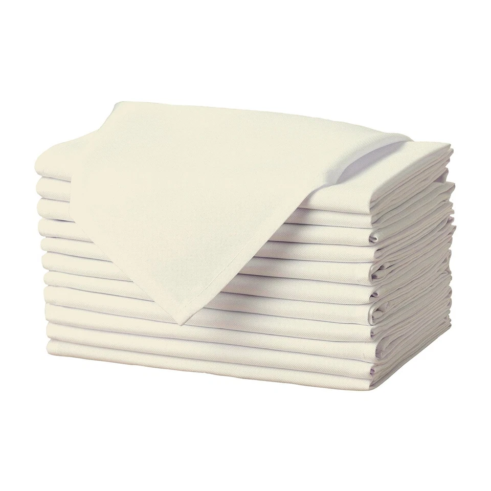 Gee Di Moda Cloth Napkins - 17 Inch Ivory Solid Washable Polyester Dinne...