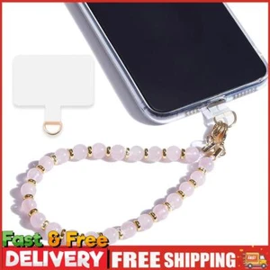 Marble Beaded Detachable Phone Wrist Strap with Tether Tab Women Gift (Pink) ~ - Zdjęcie 1 z 7